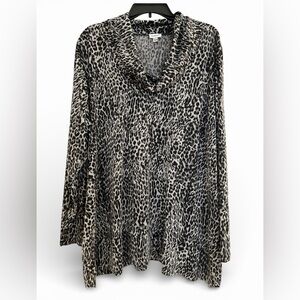 Avenue Women’s Leopard Print Cowl Neck Sweater Size 22/24